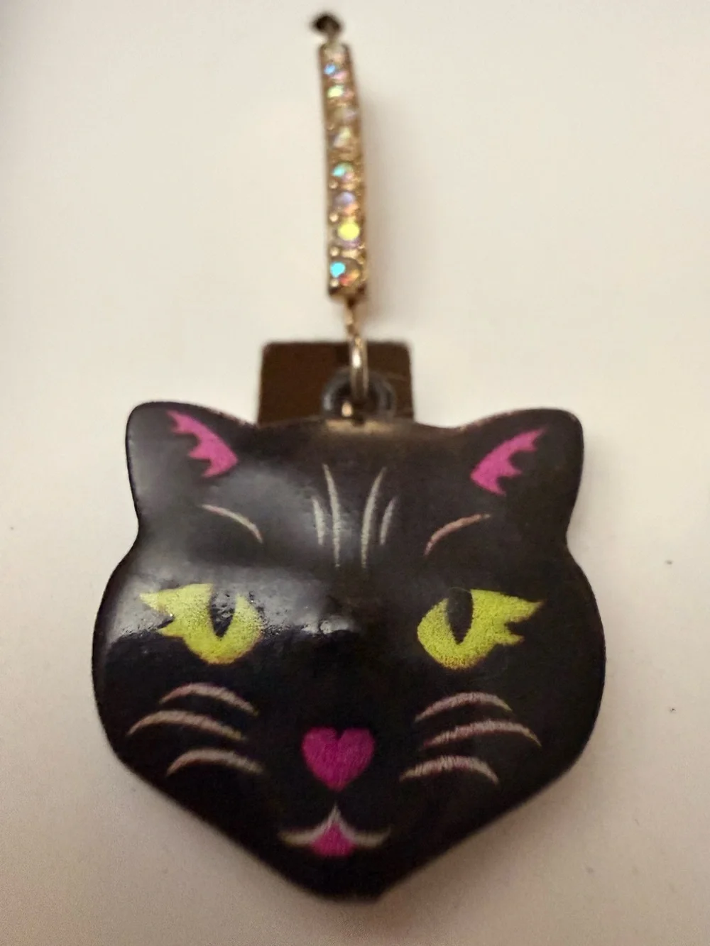 Betsey Johnson Black Cat Face Drop Earrings
